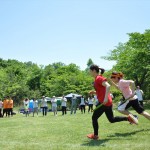 最初は50mで接戦です